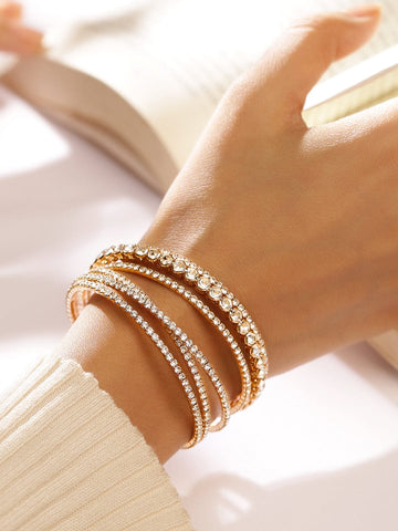 Rubans 18K Gold-Plated Cuff Bracelet with Sparkling AD & Cubic Zirconia Stones Bracelet