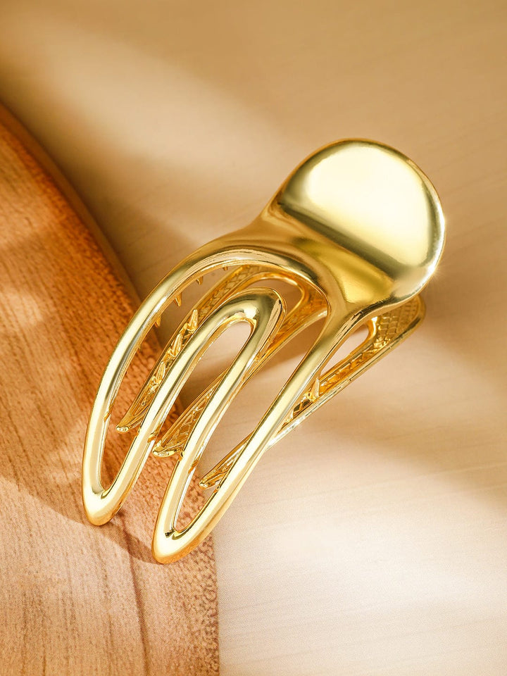 Rubans 18K Gold Plated Curved Claw Hair Clip â€“ Statement Hair Accessory for Stylish Looks Hair Accessory