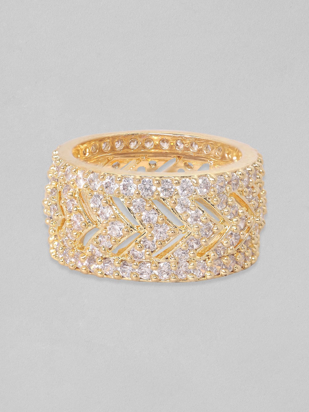 Rubans 18k Gold-Plated CZ-Studded Finger Ring Rings