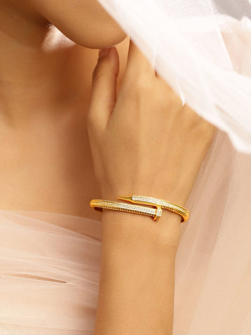 Rubans 18K Gold-Plated Demi Fine Cubic Zirconia Openable Bracelet Bracelet