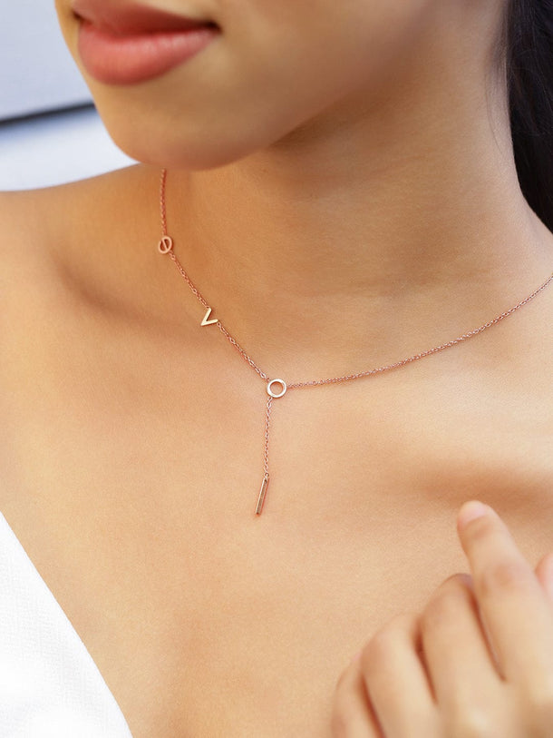 Rubans 18K Gold-Plated Double Layer Necklace with Minimalist Geometric Charms Necklace & Chains