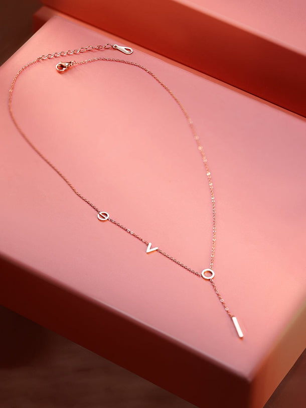 Rubans 18K Gold-Plated Double Layer Necklace with Minimalist Geometric Charms Necklace & Chains