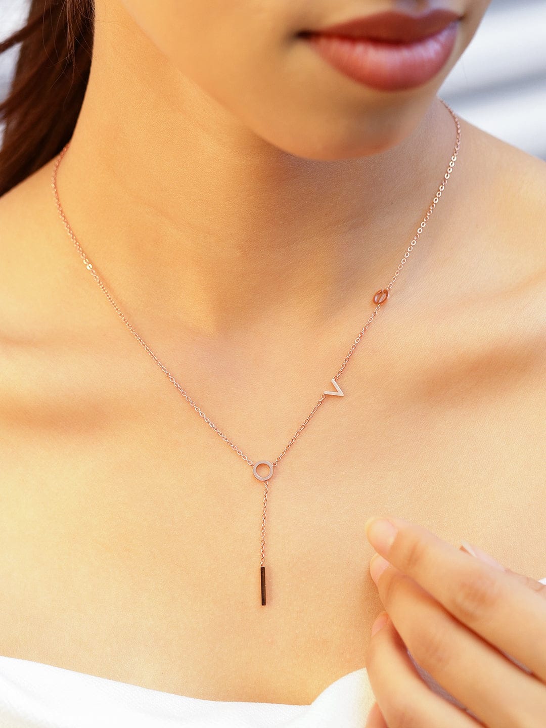 Rubans 18K Gold-Plated Double Layer Necklace with Minimalist Geometric Charms Necklace & Chains