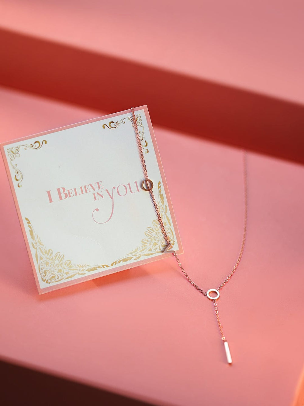 Rubans 18K Gold-Plated Double Layer Necklace with Minimalist Geometric Charms Necklace & Chains