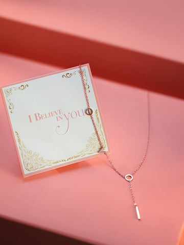 Rubans 18K Gold-Plated Double Layer Necklace with Minimalist Geometric Charms Necklace & Chains