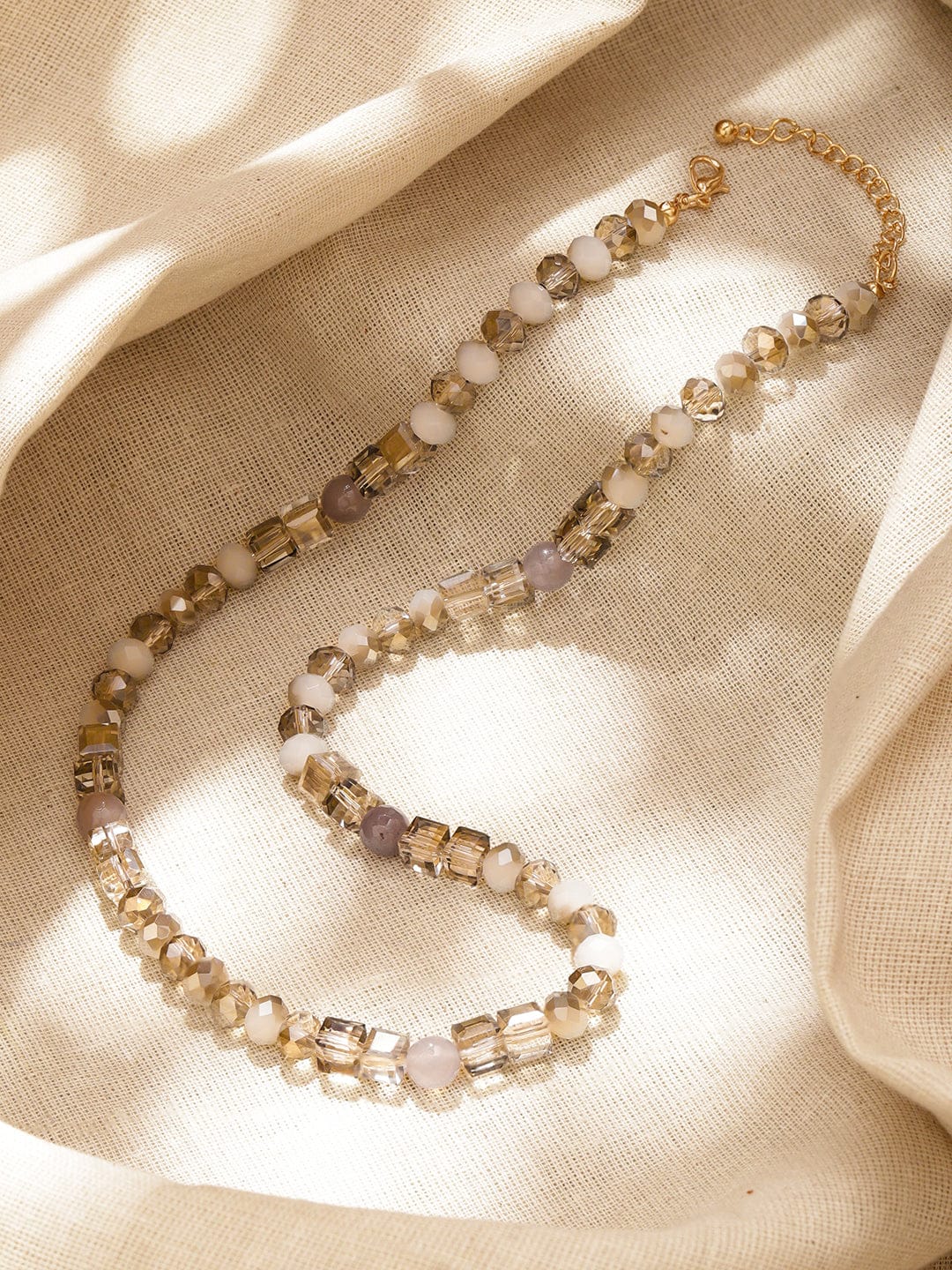 Rubans 18K Gold-Plated  Dual-Tone Ivory, Champagne & Smoky Grey Crystal Beaded Necklace Necklace & Chains