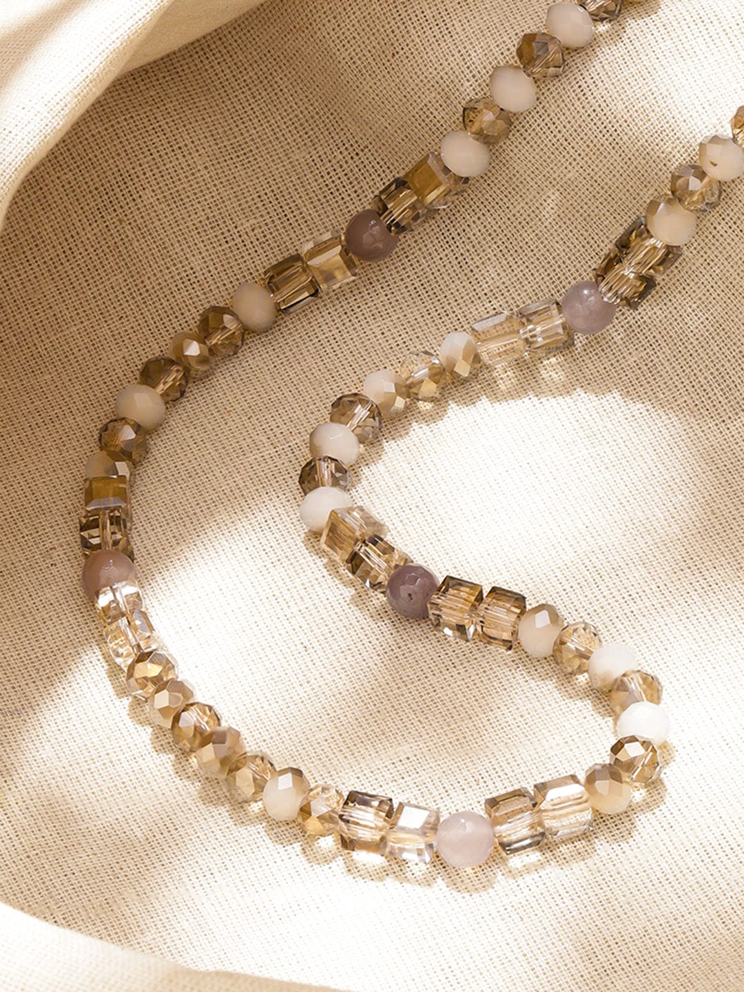 Rubans 18K Gold-Plated  Dual-Tone Ivory, Champagne & Smoky Grey Crystal Beaded Necklace Necklace & Chains