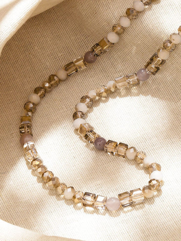 Rubans 18K Gold-Plated  Dual-Tone Ivory, Champagne & Smoky Grey Crystal Beaded Necklace Necklace & Chains