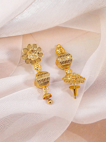 Rubans 18K Gold-Plated Floral Motif & Filigree Beaded Brass Necklace Set for Women Jewellery Set