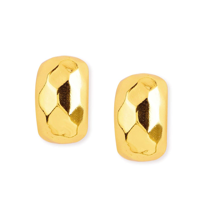 Rubans 18K Gold Plated Geometric Half Hoop Earrings with Sophisticated Polished Finish Stud Earrings