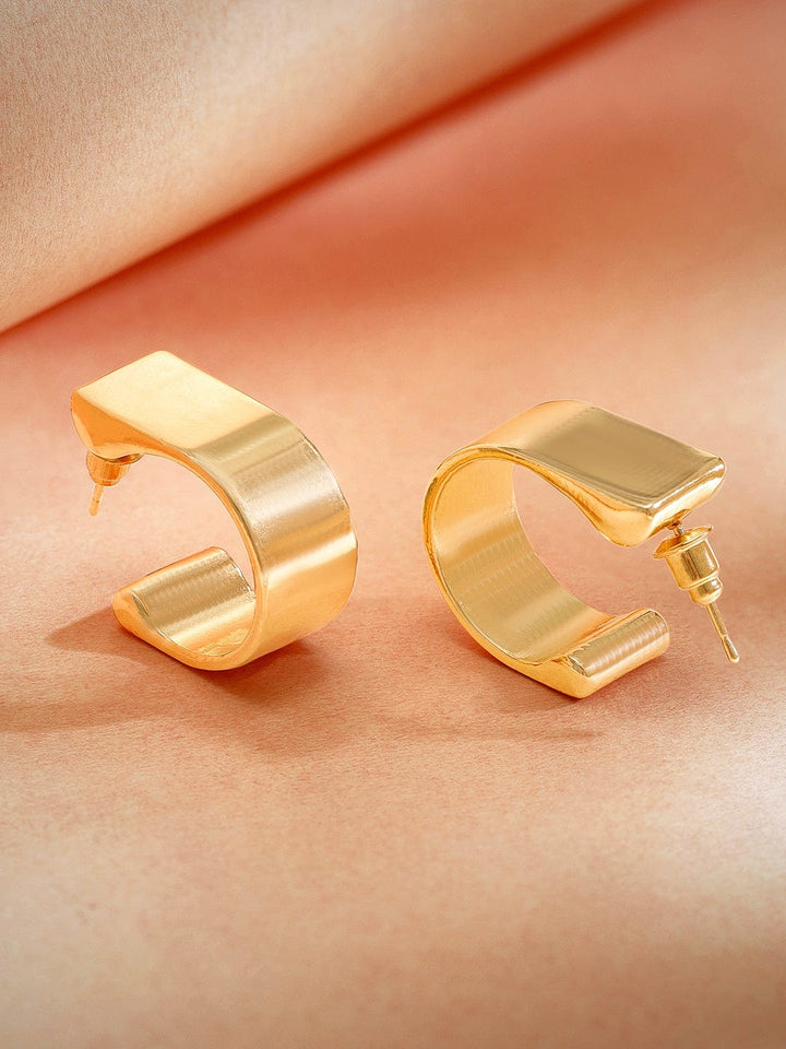 Rubans 18K Gold Plated Geometric Hoop Earrings Hoop Earrings