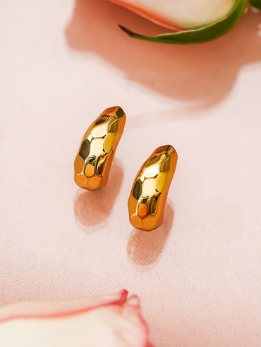 Rubans 18K Gold-Plated Glossy Bold Textured Chunky Hoop Earrings Earrings