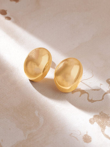 Rubans 18K Gold Plated Gold Tone Classic Round Stud Earrings with Elegant Design Earrings