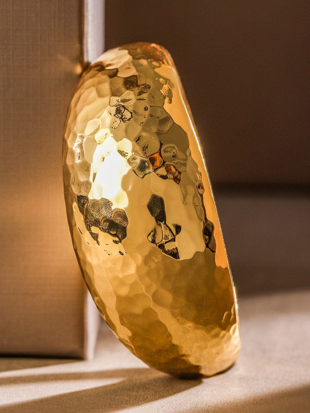 Rubans 18K Gold-Plated Hammered Bangle â€“ Bold Statement Bracelet for Contemporary Elegance Wristwear