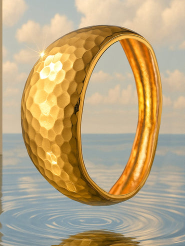 Rubans 18K Gold-Plated Hammered Bangle â€“ Bold Statement Bracelet for Contemporary Elegance Bangles & Bracelet