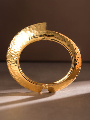 Rubans 18K Gold-Plated Hammered Cuff Bracelet â€“ Bold Statement Jewelry Wristwear
