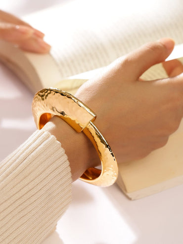 Rubans 18K Gold-Plated Hammered Cuff Bracelet â€“ Bold Statement Jewelry Bangles & Bracelet