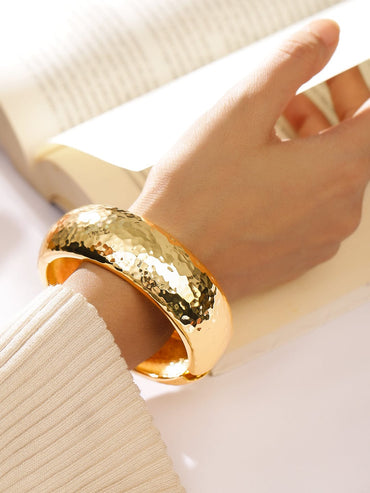 Rubans 18K Gold-Plated Hammered Kada Bangle â€“ Bold Statement Bracelet for Contemporary Elegance Wristwear