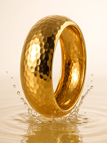 Rubans 18K Gold-Plated Hammered Kada Bangle â€“ Bold Statement Bracelet for Contemporary Elegance Bangles & Bracelet
