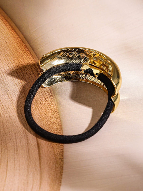 Rubans 18K Gold Plated Hammered Texture Hair Tie â€“ Luxe Statement Hair Accessory for Women Hair Accessory