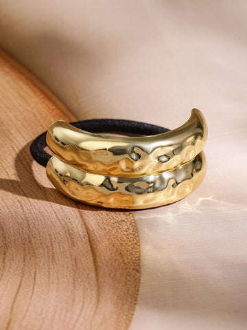 Rubans 18K Gold Plated Hammered Texture Hair Tie â€“ Luxe Statement Hair Accessory for Women Hair Accessory