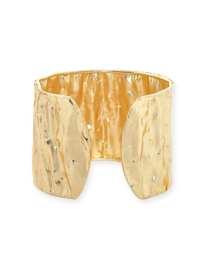 Rubans 18K Gold Plated Hammered Textured Handcrafted Free Size Bracelet Bangles & Bracelets