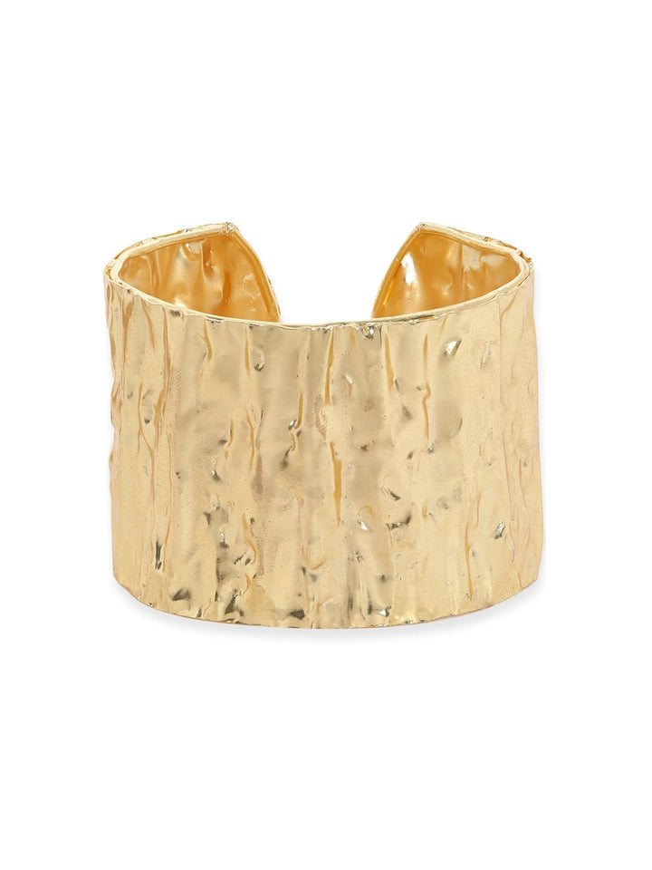 Rubans 18K Gold Plated Hammered Textured Handcrafted Free Size Bracelet Bangles & Bracelets