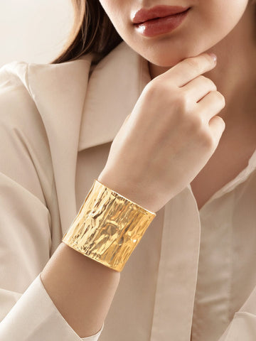 Rubans 18K Gold Plated Hammered Textured Handcrafted Free Size Bracelet Bangles & Bracelets