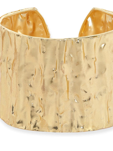 Rubans 18K Gold Plated Hammered Textured Handcrafted Free Size Bracelet Bangles & Bracelets