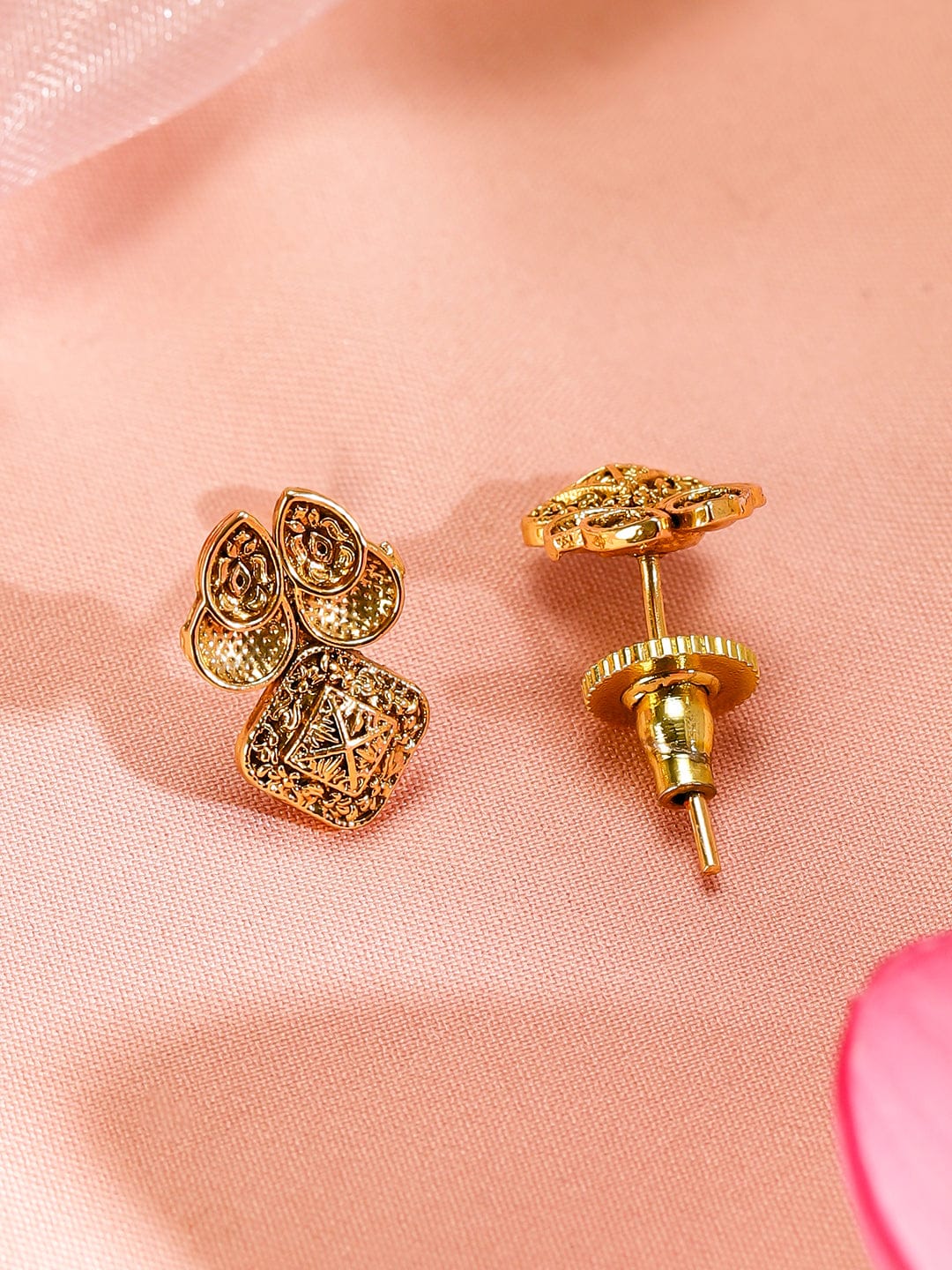 Rubans 18k Gold-Plated Handcrafted Square & Paisley Design Traditional Jewellery Set Jewellery Set