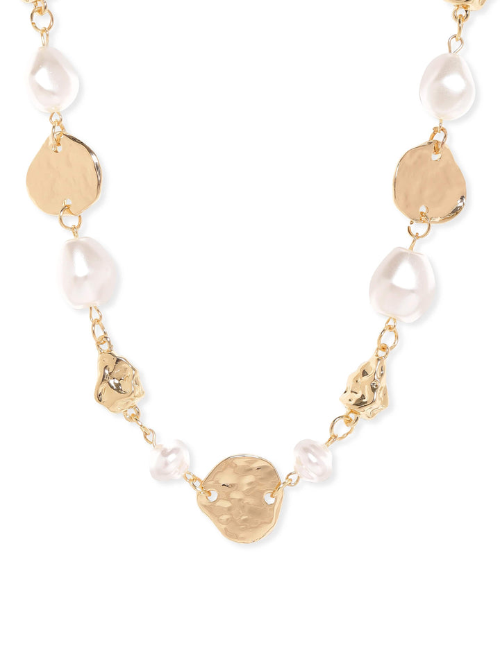 Rubans 18K Gold-Plated Irregular Coin & Pearl Beaded Statement Necklace Necklaces, Chains & necklace