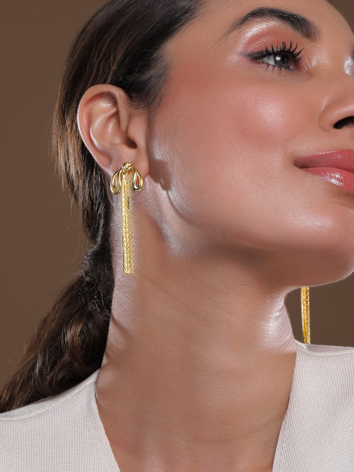 Rubans 18K Gold Plated Knot Design multilayered Tassel Drop Earrings Drop Earrings