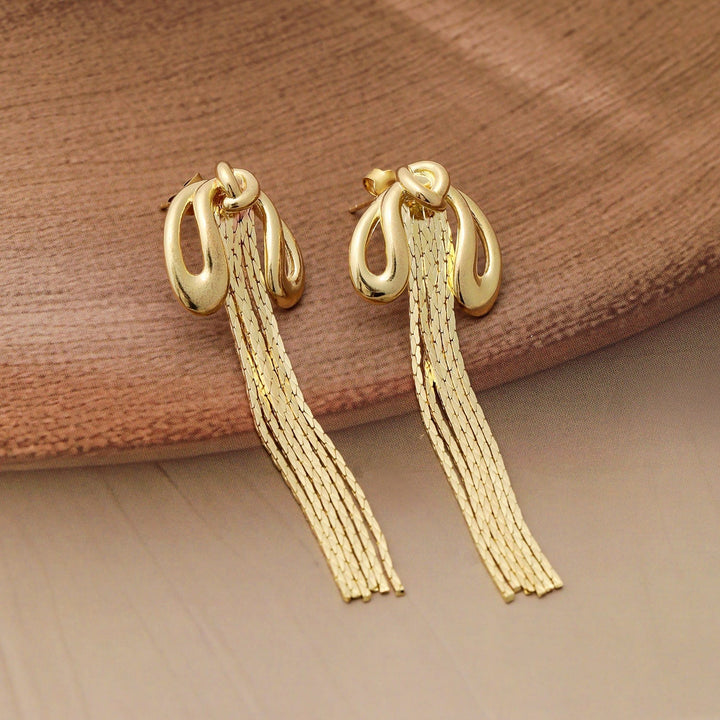 Rubans 18K Gold Plated Knot Design multilayered Tassel Drop Earrings Drop Earrings