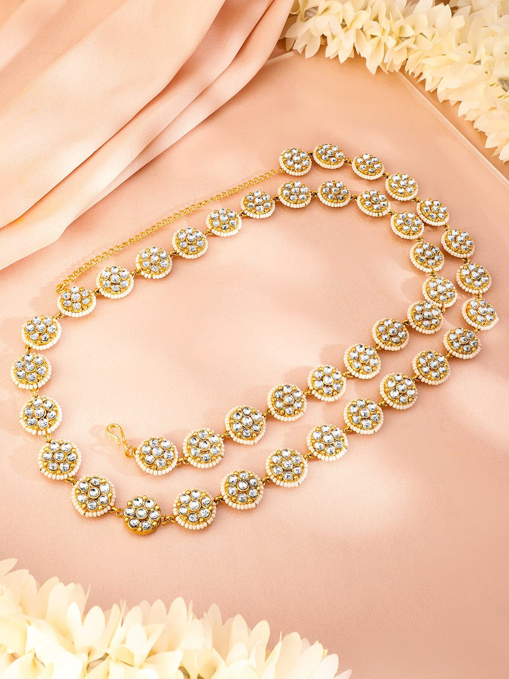 Rubans 18K Gold-Plated Kundan Studded Waist Chain Saree Accessories Saree Accessories