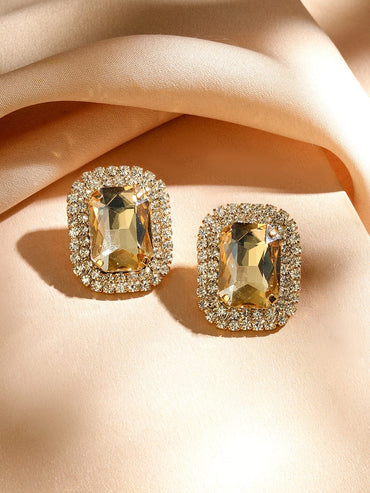 Rubans 18K Gold-Plated Light Gold Crystal Beaded & Cubic Zirconia Statement Necklace Set Jewellery Set