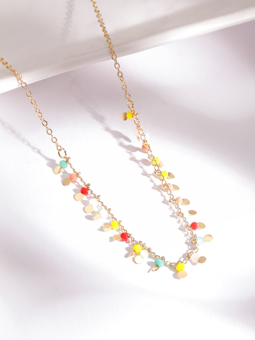 Rubans 18K Gold Plated Multicolor Beaded Star Charm Multi-Layered Necklace Necklace & Chains