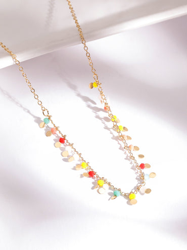 Rubans 18K Gold Plated Multicolor Beaded Star Charm Multi-Layered Necklace Necklace & Chains
