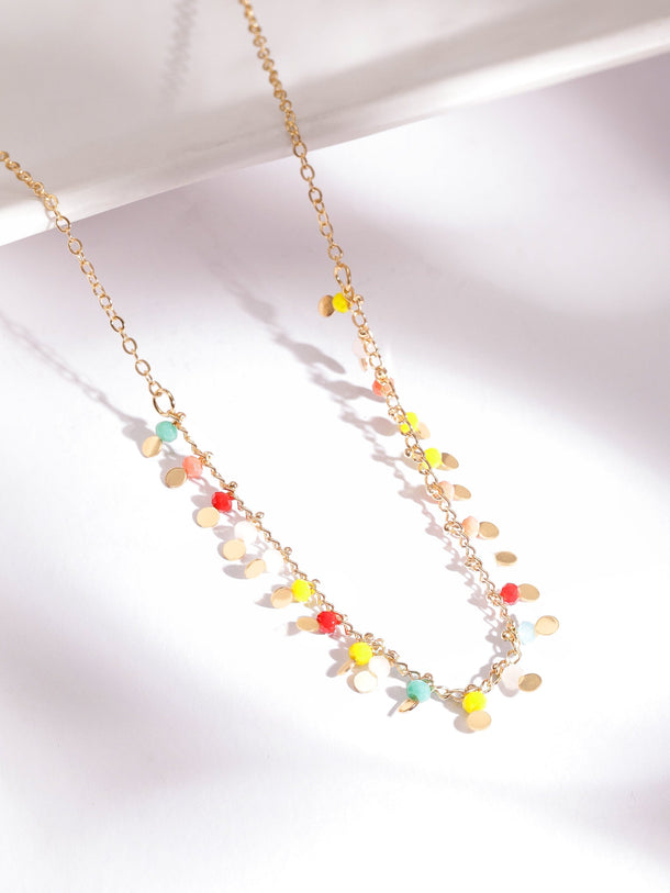 Rubans 18K Gold Plated Multicolor Beaded Star Charm Multi-Layered Necklace Necklace & Chains