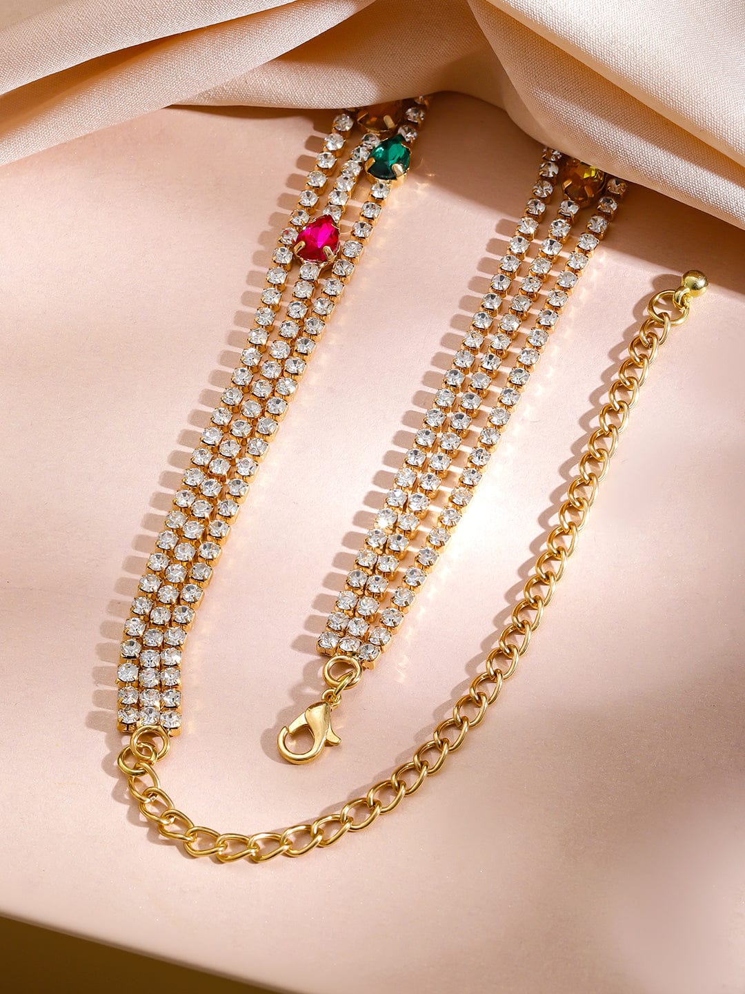 Rubans 18K Gold-Plated Multicolor Crystal & Cubic Zirconia Multi-Layer Statement Necklace Necklace & Chains