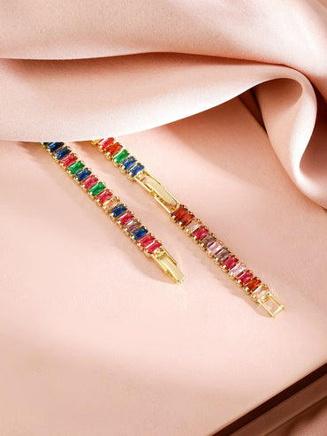 Rubans 18K Gold-Plated Multicolor Crystal Necklace Necklace & Chains