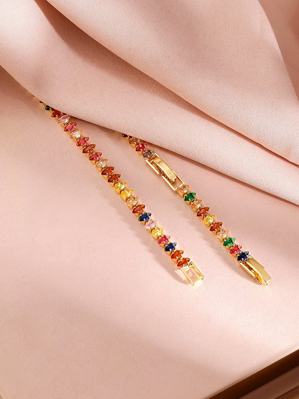 Rubans 18K Gold-Plated Multicolor Crystal Necklace Necklace & Chains