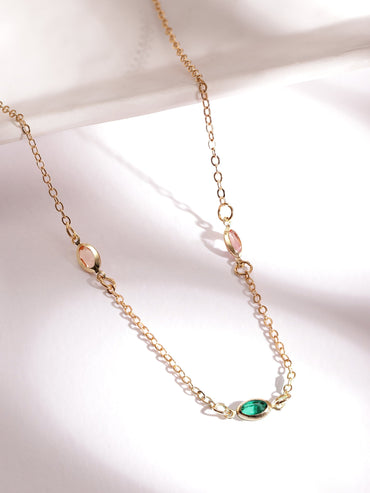 Rubans 18K Gold Plated Multicolor Crystal Zirconia Charms Multi-Layered Link Necklace Necklace & Chains