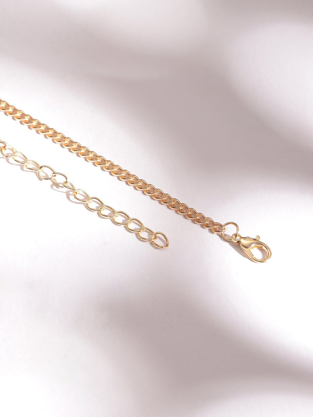 Rubans 18K Gold Plated Multicolor Crystal Zirconia Charms Multi-Layered Link Necklace Necklace & Chains