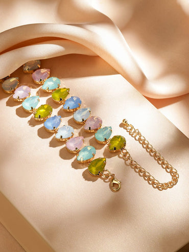 Rubans 18K Gold-Plated Multicolor Crystal Zirconia Statement Necklace for a Glamorous Look Jewellery Set