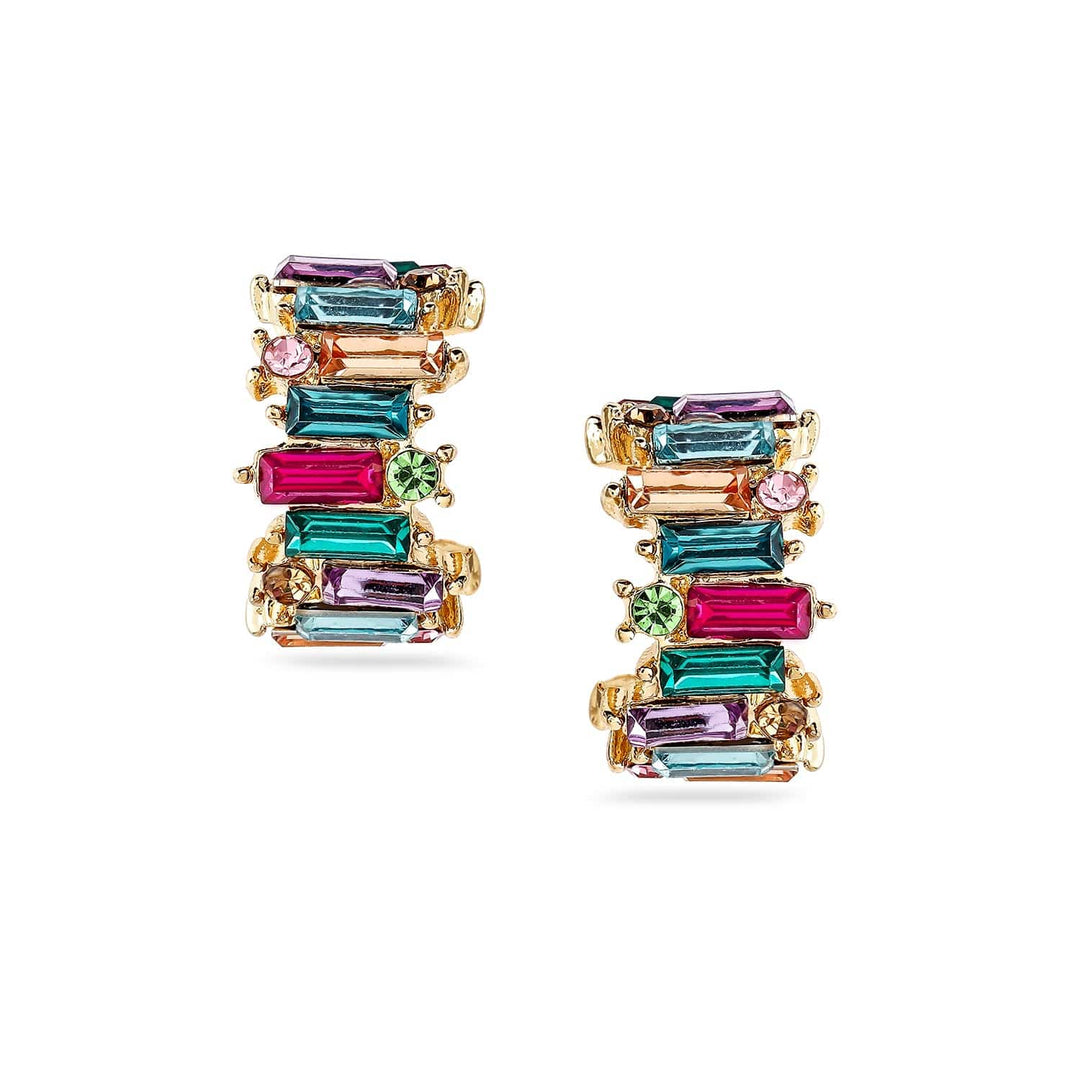 Rubans 18K Gold-Plated Multicolor Gemstone Hoop Earring Hoop Earrings