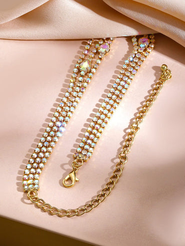 Rubans 18K Gold-Plated Multilayer Crystal Beaded & Cubic Zirconia Stone Statement Necklace Necklace & Chains