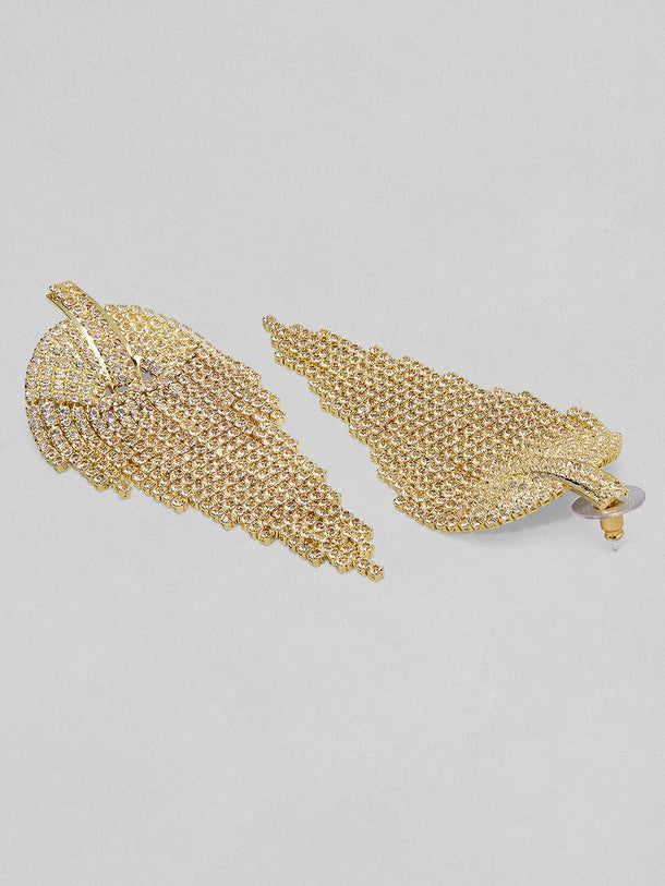 Rubans 18K Gold Plated Multilayer Cubic Zirconia Studded Tassel Drop Earrings Earrings