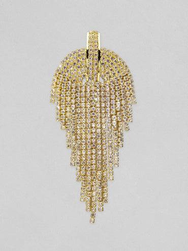 Rubans 18K Gold Plated Multilayer Cubic Zirconia Studded Tassel Drop Earrings Earrings