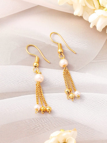 Rubans 18K Gold-Plated Multilayer Pearl Beaded Necklace Set with Matching Earrings Jewellery Set