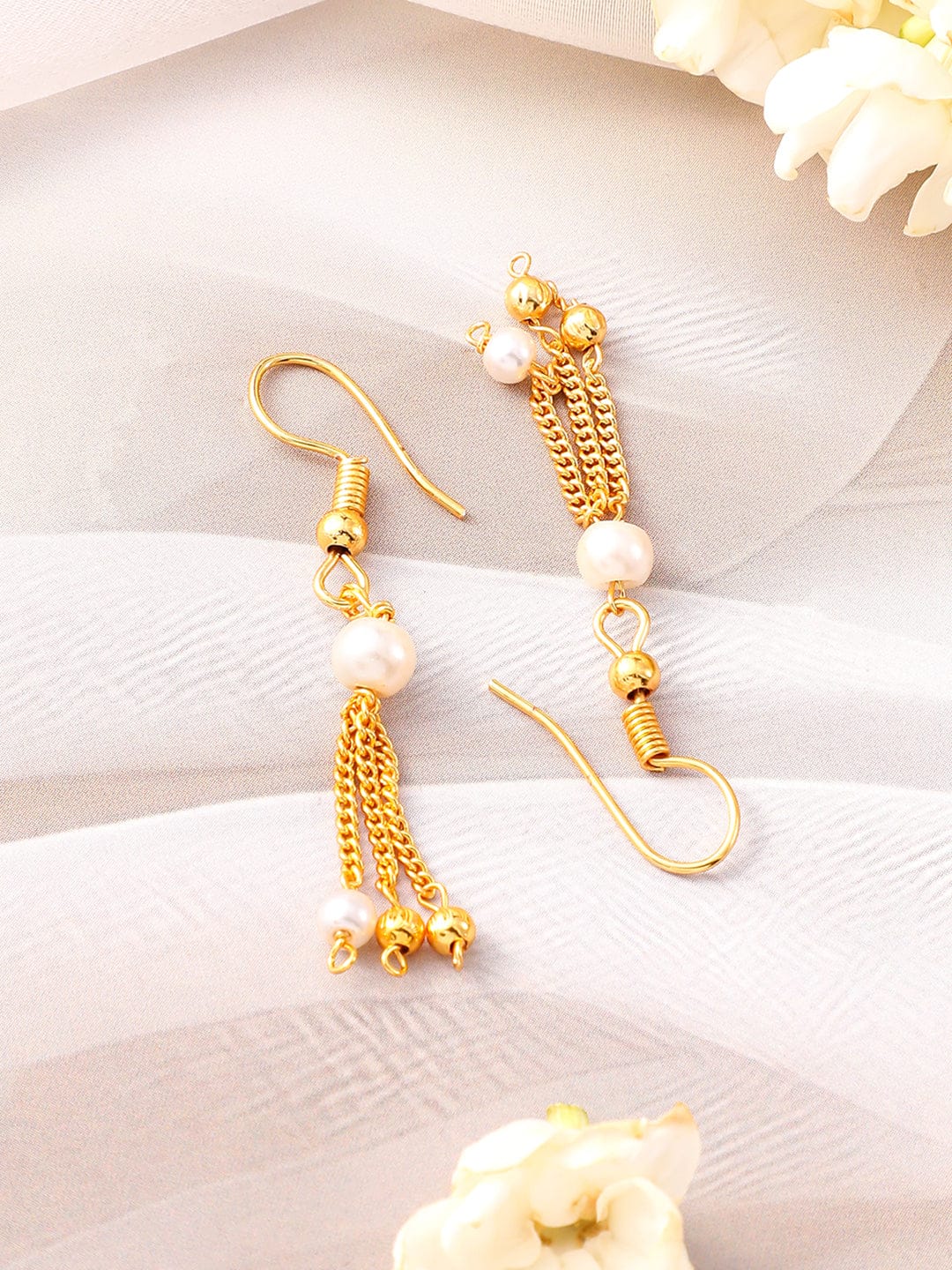 Rubans 18K Gold-Plated Multilayer Pearl Beaded Necklace Set with Matching Earrings Jewellery Set